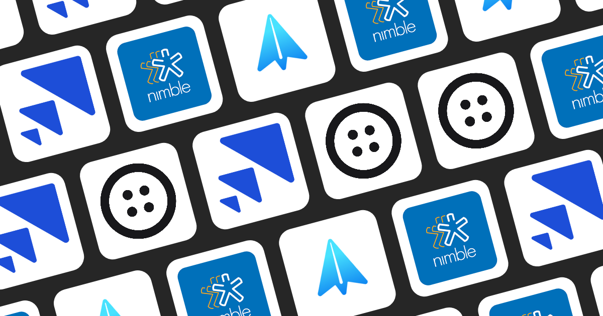 A grid of email management tool icons like Saleshandy, Nimble CRM, and Spark Mail