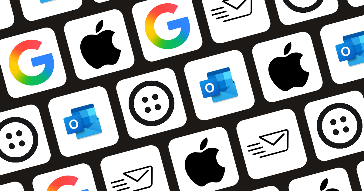 Icons representing professional email tools: Fyxer, Gmail, Outlook, Apple Mail, and Buttoned