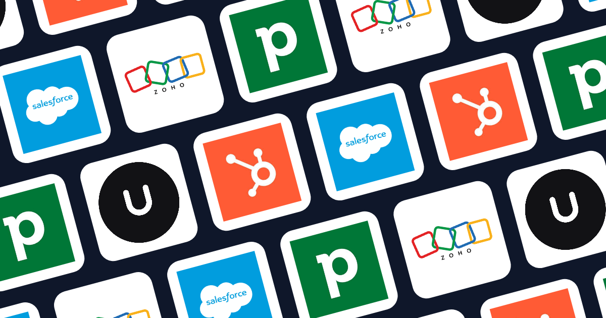 Grid of CRM tool logos: Salesforce, HubSpot, Zoho, Pipedrive, Unforced.
