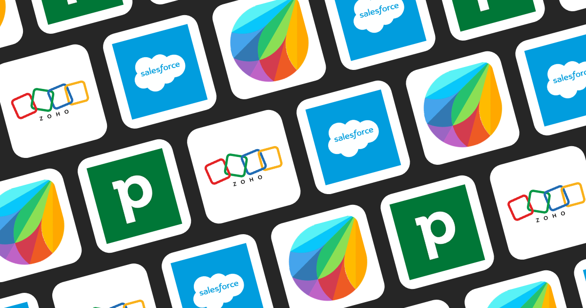 Grid of CRM tool logos for small businesses.