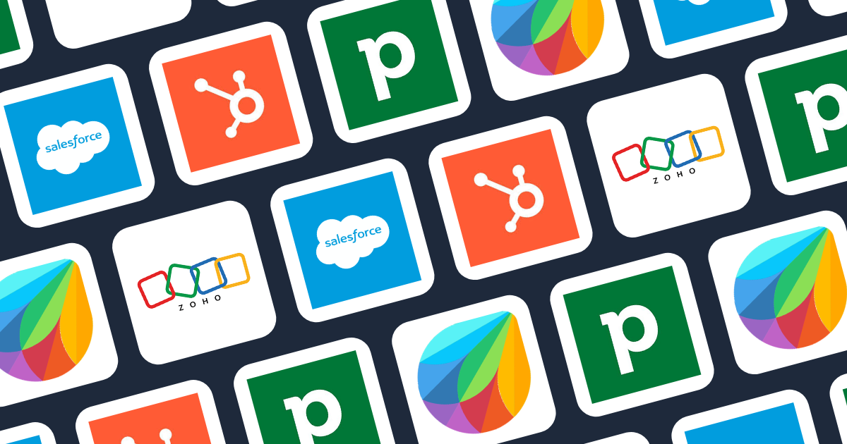 Logos of popular cloud-based CRM tools including Salesforce and HubSpot