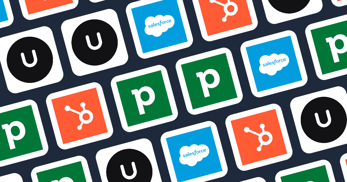Logos of Pipedrive, HubSpot, Salesforce, and Unforced representing CRM pricing comparison