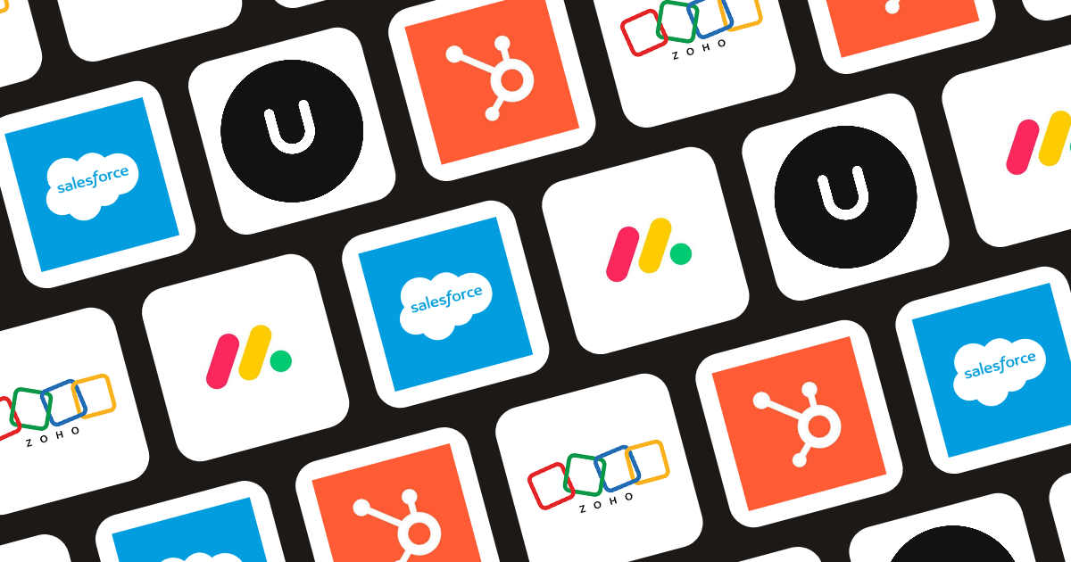Logos of top sales tracking software tools including monday CRM, Salesforce, HubSpot, Zoho CRM, and Unforced